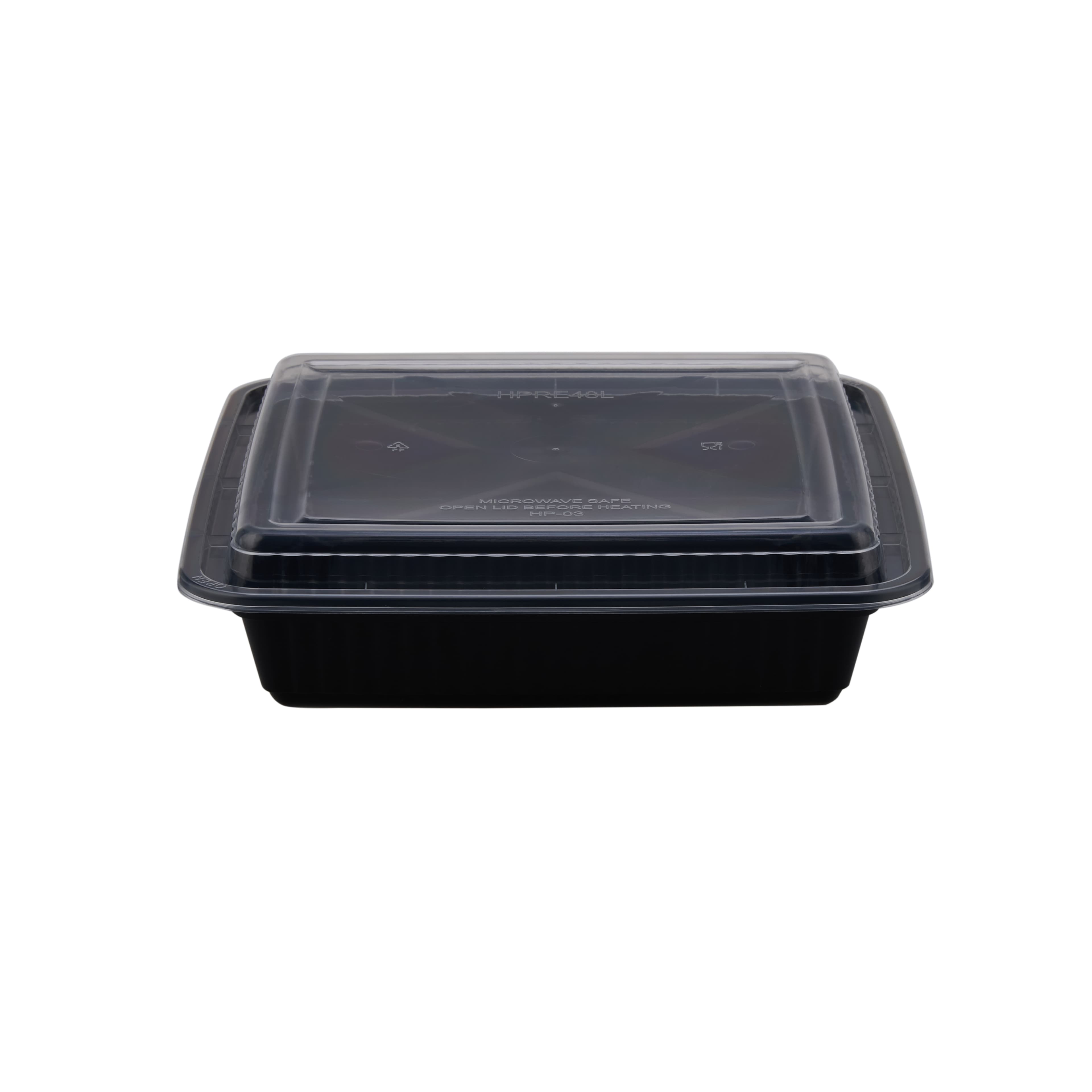 Take-Out Container Base & Lid Combo 48 OZ Black Clear 150/Case