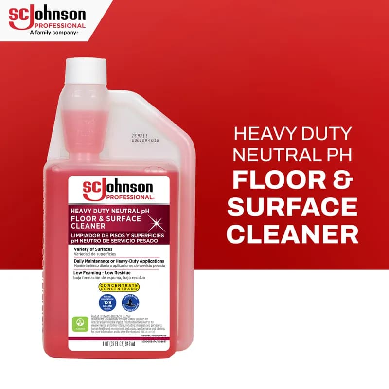SC Johnson Professional® Fresh Scent Floor Cleaner 32 FLOZ Heavy Duty Daily Neutral Concentrate 6/Case