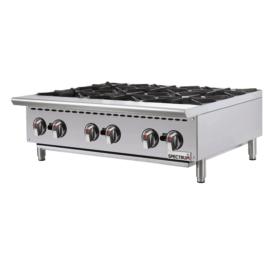 Spectrum Natural Gas Hot Plate 36X34.125X15 IN Stainless Steel 6-Burner Countertop 1/Each