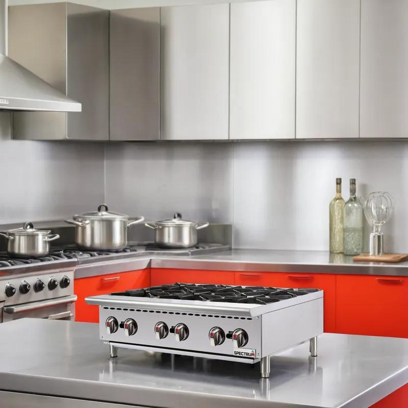 Spectrum Natural Gas Hot Plate 36X34.125X15 IN Stainless Steel 6-Burner Countertop 1/Each
