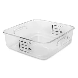 Food Storage Container 8.75X8.80X2.69 IN 2-1.9 QT Clear Square PC Food Safe Space Saving 12/Each