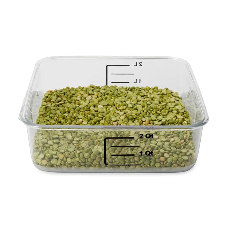 Food Storage Container 8.75X8.80X2.69 IN 2-1.9 QT Clear Square PC Food Safe Space Saving 12/Each