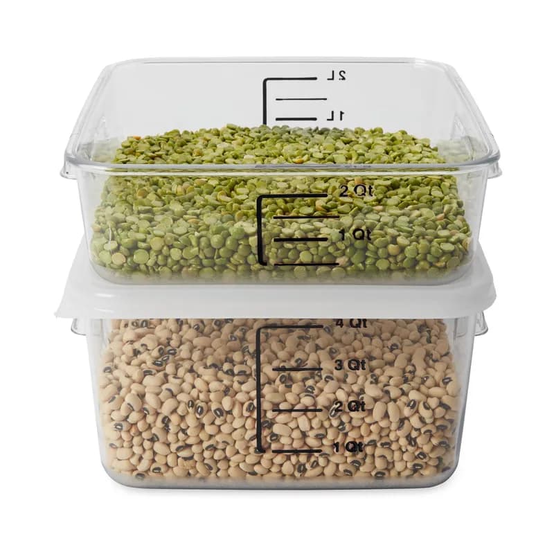 Food Storage Container 8.75X8.80X2.69 IN 2-1.9 QT Clear Square PC Food Safe Space Saving 12/Each
