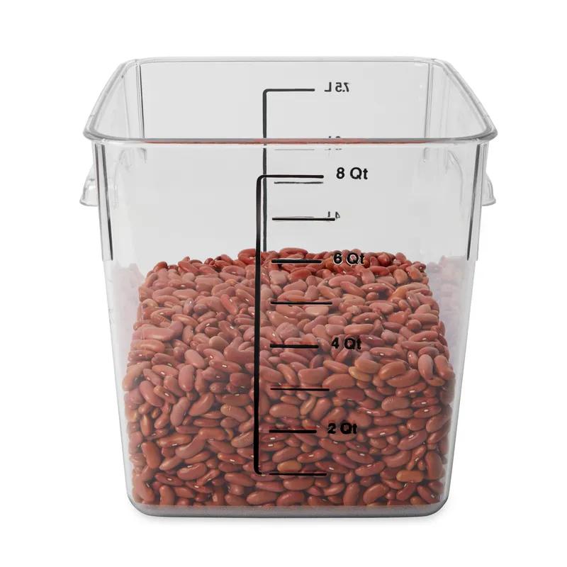 Food Storage Container 8.75X8.80X8.75 IN 8-7.6 QT Clear Square PC Space Saving 6/Each