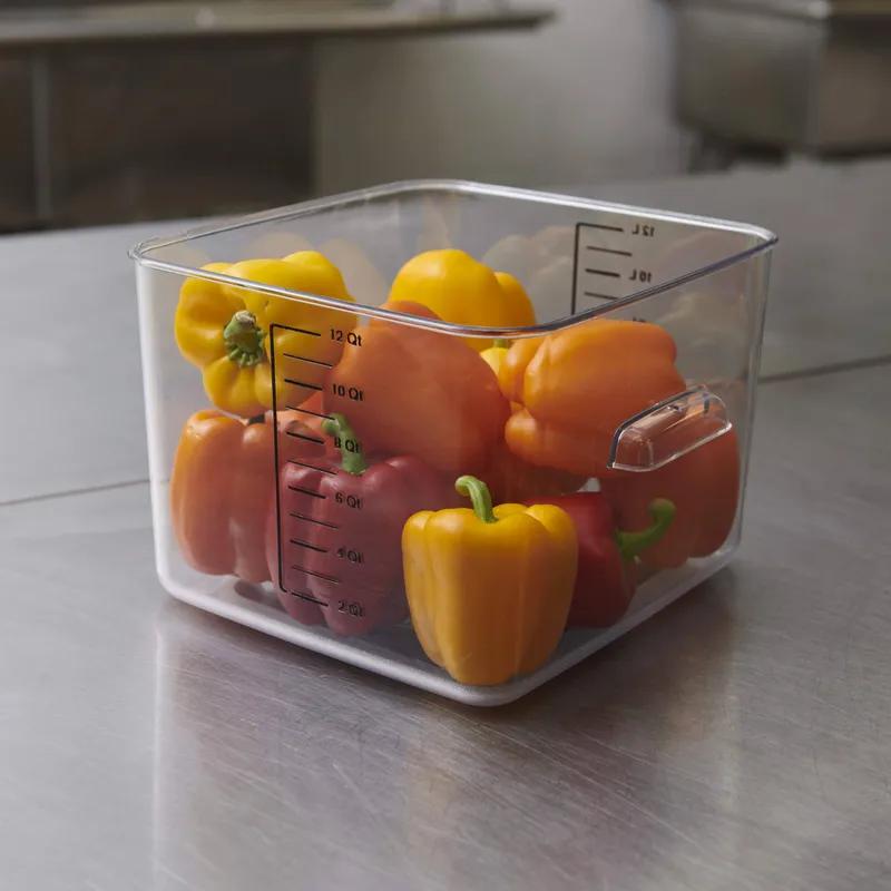 Food Storage Container 11.31X10.50X7.75 IN 12-11.3 QT Clear Square PC Food Safe Space Saving 6/Each