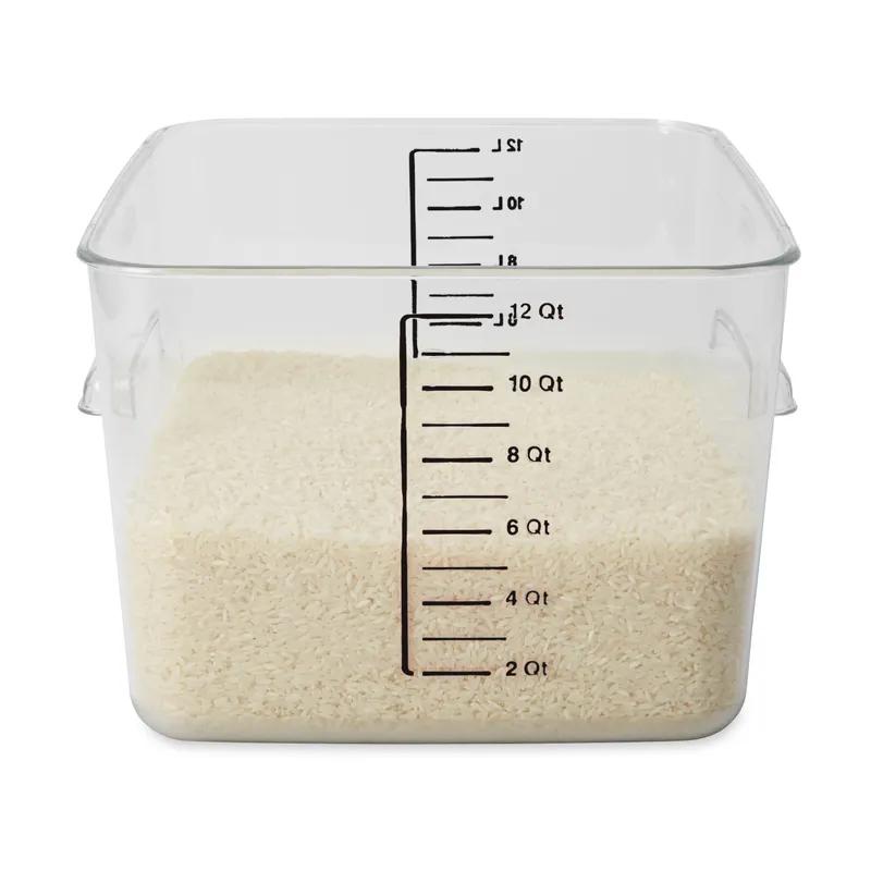 Food Storage Container 11.31X10.50X7.75 IN 12-11.3 QT Clear Square PC Food Safe Space Saving 6/Each