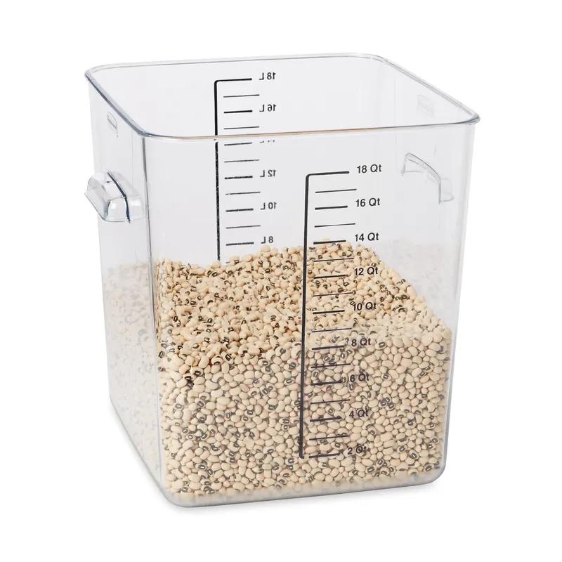 Food Storage Container 11.31X10.50X11.94 IN 18-17 QT Clear Square PC Food Safe Space Saving 6/Each