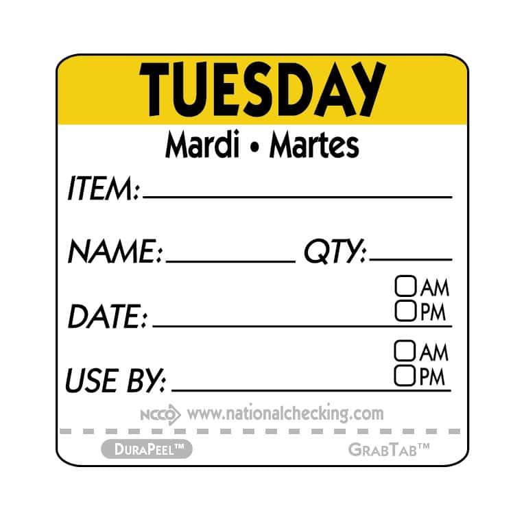 Tuesday Label 2X2 IN Trilingual 500 Count/Roll 1 Rolls/Case