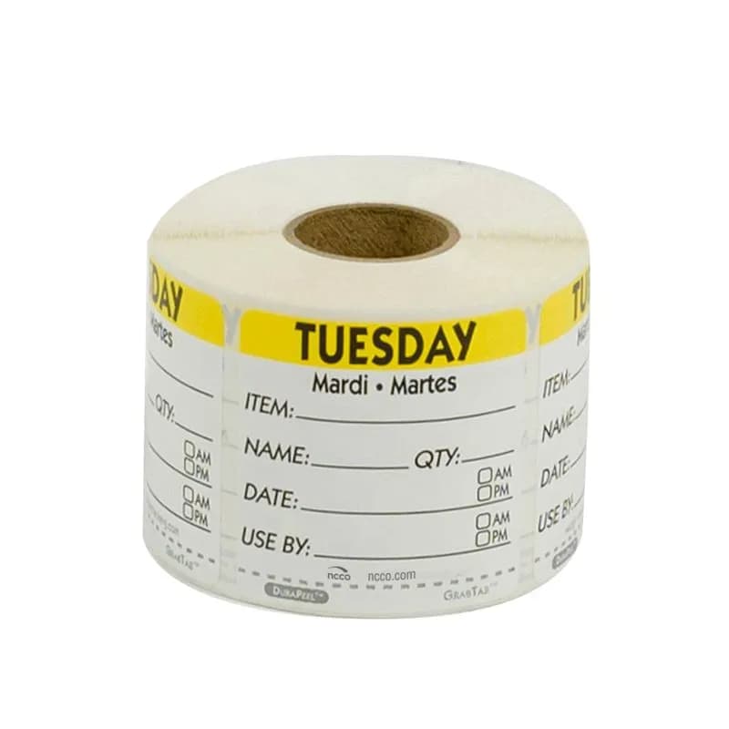 Tuesday Label 2X2 IN Trilingual 500 Count/Roll 12 Rolls/Case 1 Count/Case