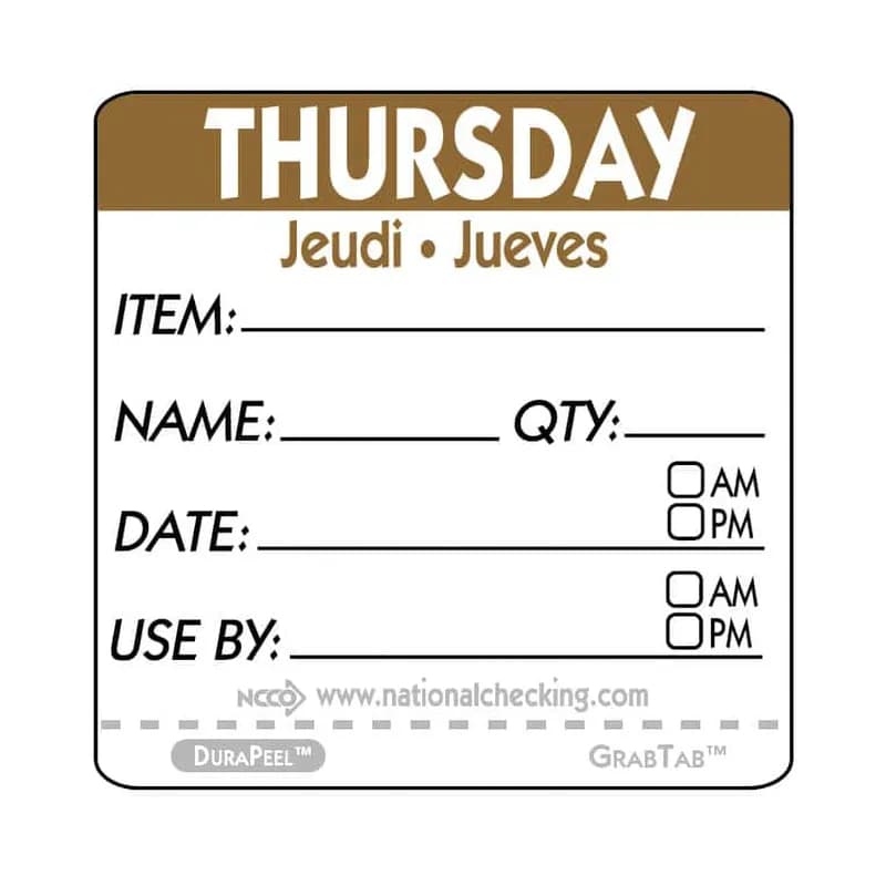 Thursday Label 2X2 IN Trilingual 500 Count/Roll 1 Rolls/Case