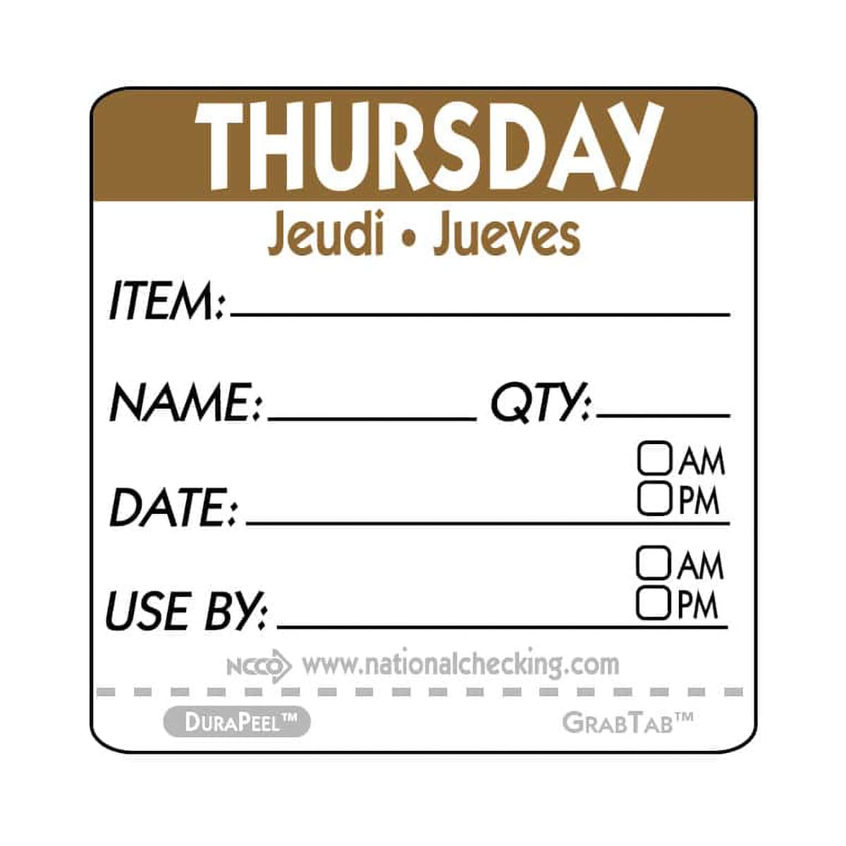 Thursday Label 2X2 IN Trilingual 500 Count/Roll 1 Rolls/Case