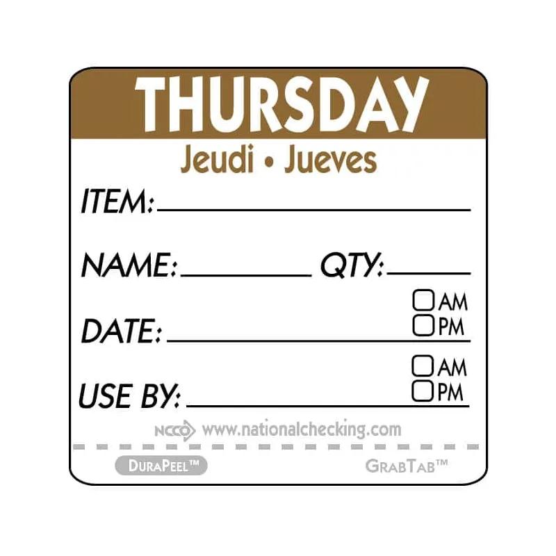 Thursday Label 2X2 IN Trilingual 500 Count/Roll 1 Rolls/Case