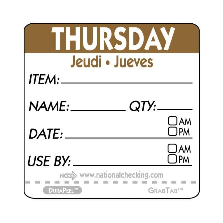Thursday Label 2X2 IN Trilingual 500 Count/Roll 1 Rolls/Case