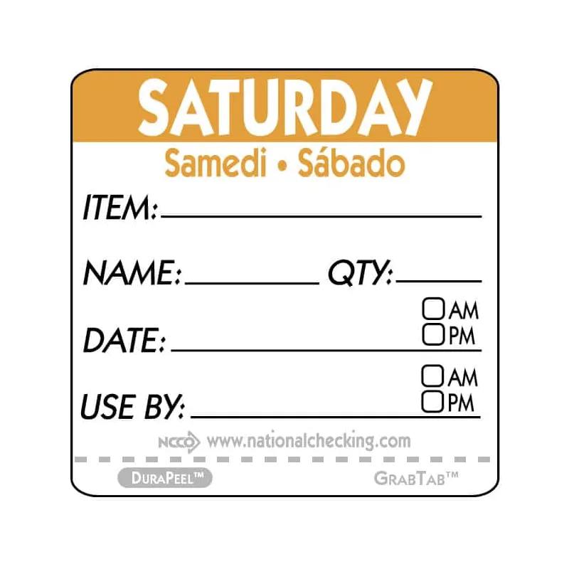 Saturday Label 2X2 IN Trilingual 500 Count/Roll 1 Rolls/Case