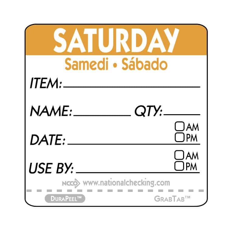 Saturday Label 2X2 IN Trilingual 500 Count/Roll 1 Rolls/Case