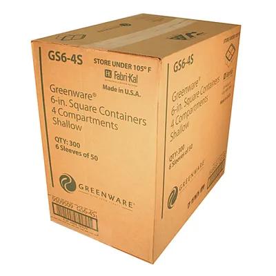 Greenware® Deli Container Base 16.4 OZ 4 Compartment PLA Clear Square Shallow 300/Case
