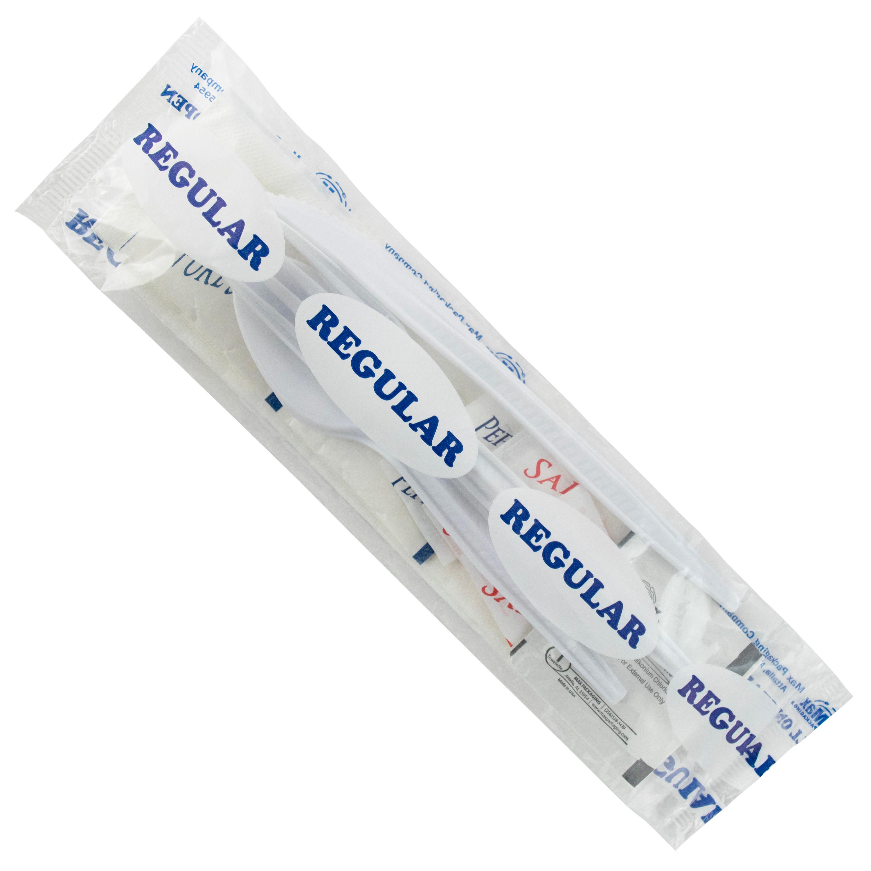 7PC Cutlery Kit Blue With Fork,Knife,Teaspoon,2 Sugar,Salt & Pepper,Moist Towelette 250/Case