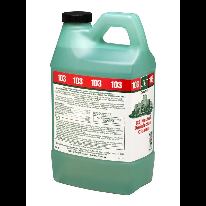 Green Solutions® Neutral Disinfectant Cleaner® 103 Unscented One-Step 2 L Multi Surface Concentrate Quat 4/Case
