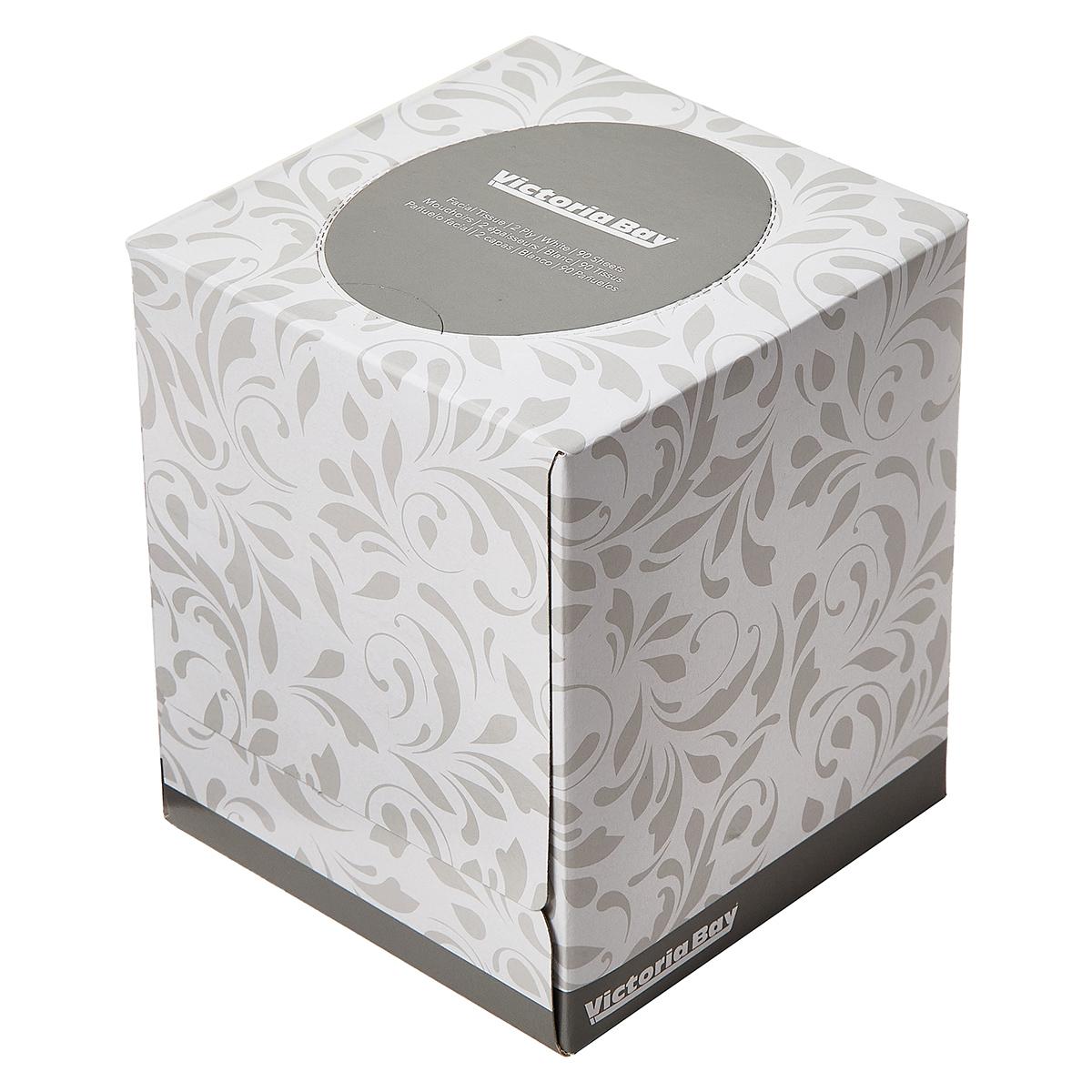 Victoria Bay Facial Tissue 2PLY Virgin Pulp White Cube Box 90 Sheets/Pack 36 Packs/Case