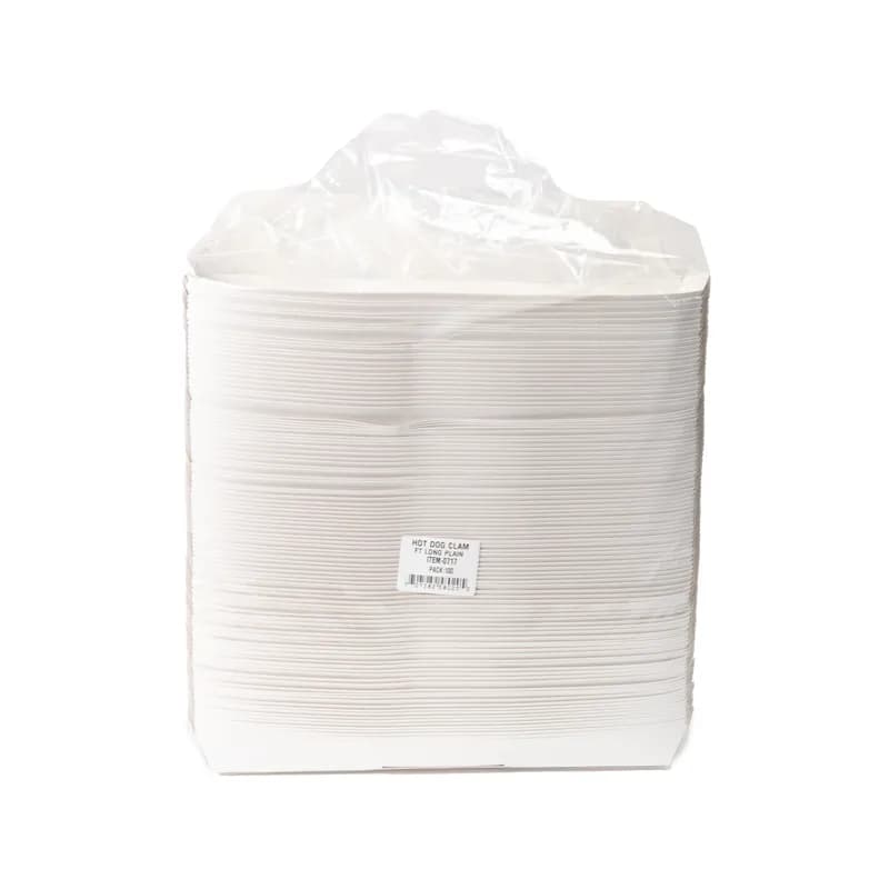 Hot Dog Take-Out Container Hinged 12 IN Plain 400/Pack