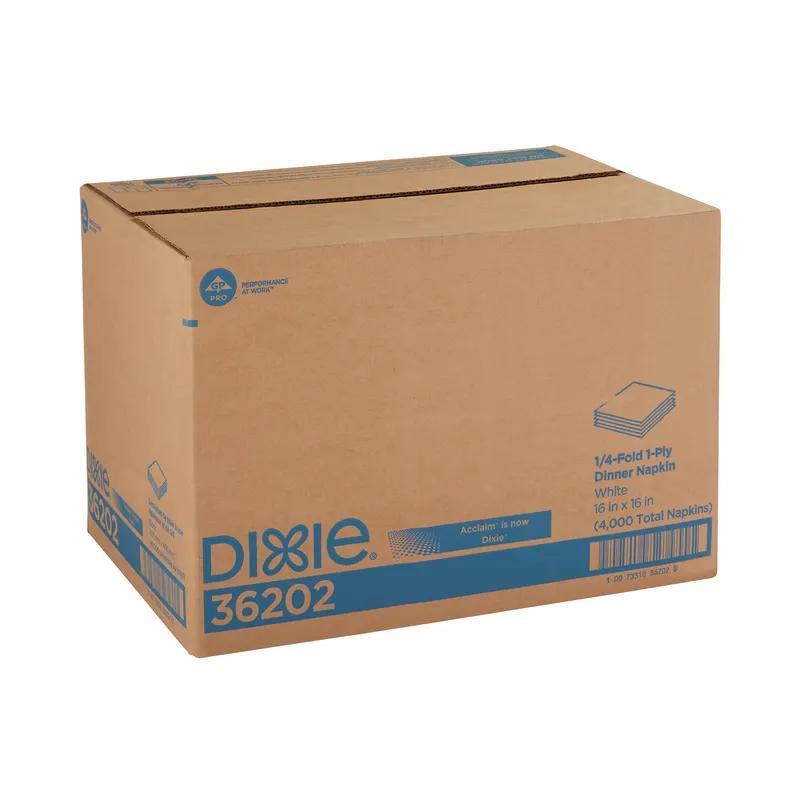 Dixie® Dinner Napkins 16X16 IN White 1PLY 1/4 Fold 500 Sheets/Pack 20 Packs/Case 4000 Sheets/Case