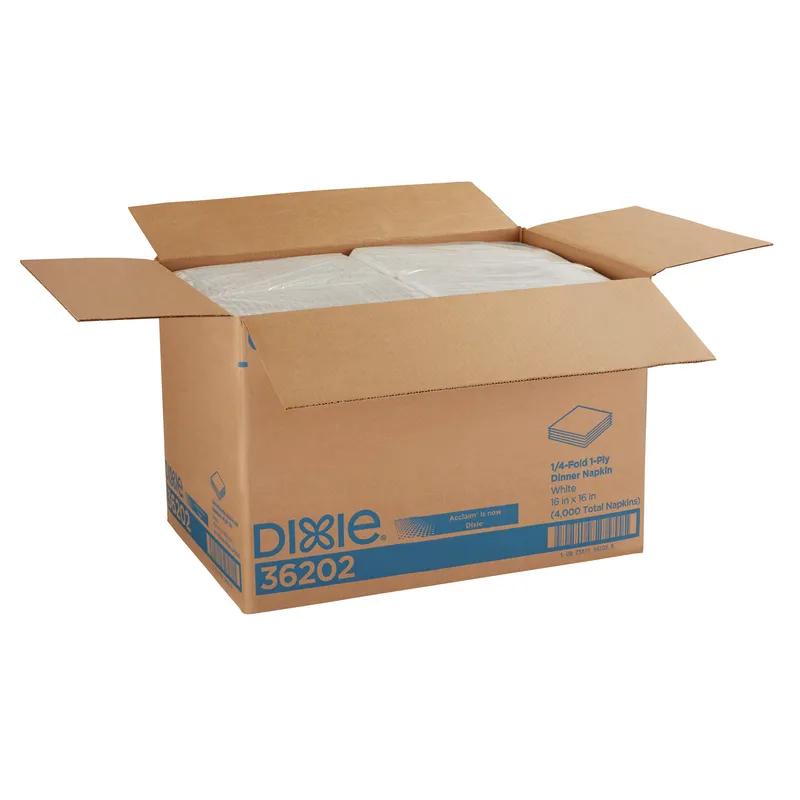 Dixie® Dinner Napkins 16X16 IN White 1PLY 1/4 Fold 500 Sheets/Pack 20 Packs/Case 4000 Sheets/Case
