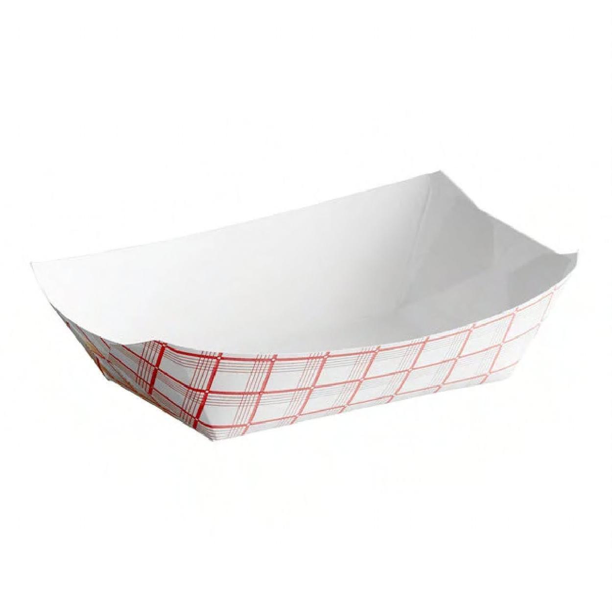 Food Tray 3 LB Clay-Coated Paperboard Red White Check 500/Case