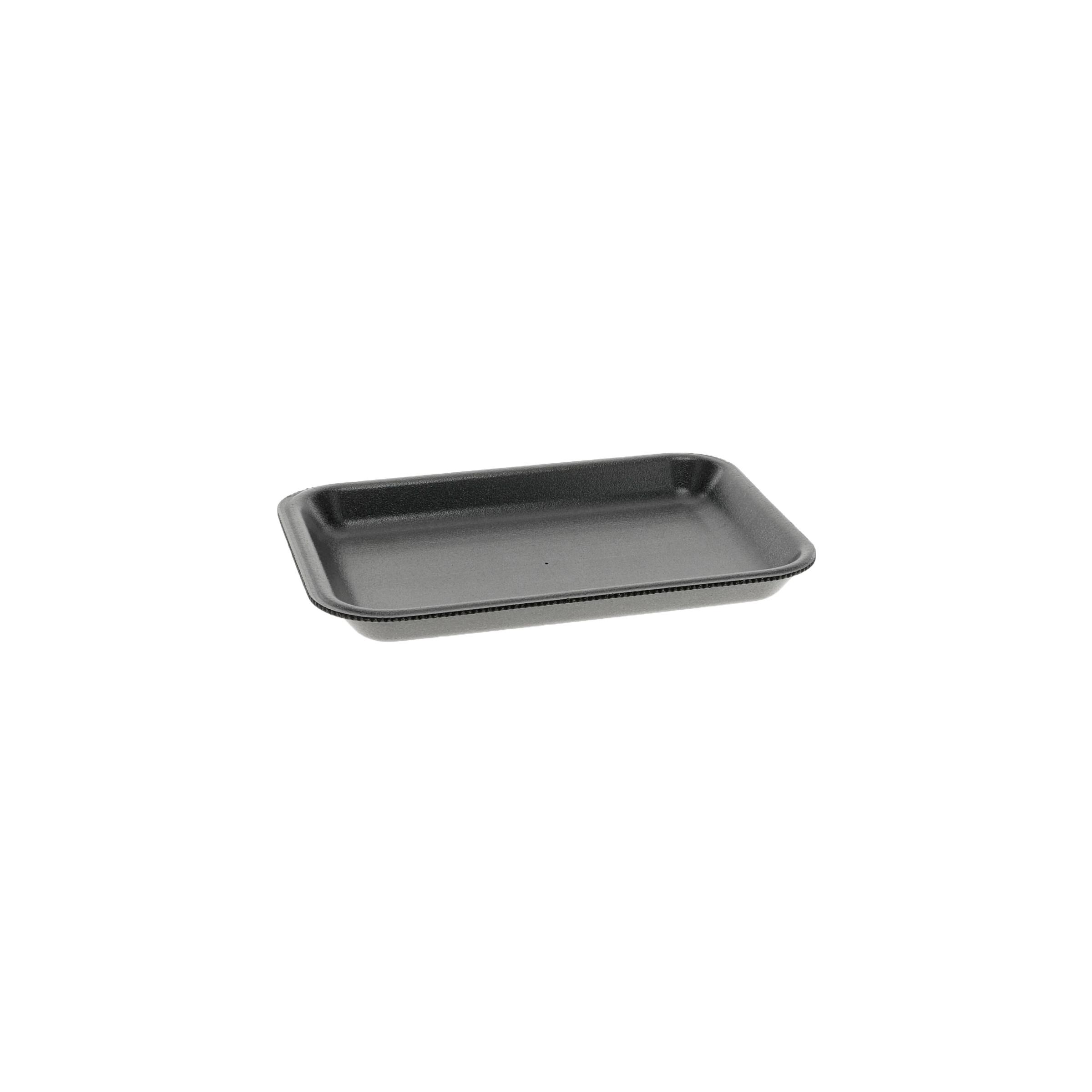 #2 Supermarket Tray 8.2X5.7X0.91 IN 1 Compartment Polystyrene Foam Black Rectangle 500/Case