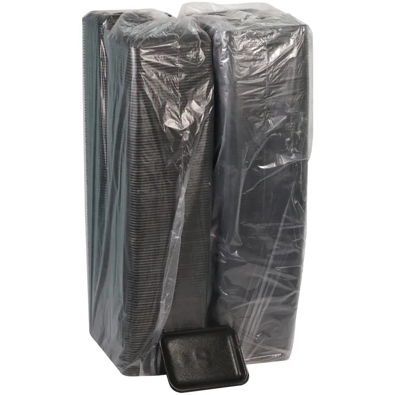 #2 Supermarket Tray 8.2X5.7X0.91 IN 1 Compartment Polystyrene Foam Black Rectangle 500/Case