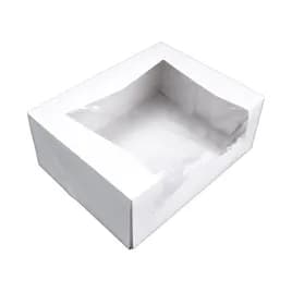 Bakery Box 9X7X3.5 IN SBS Paperboard White Rectangle 6 Corner Beers With Window 200/Case