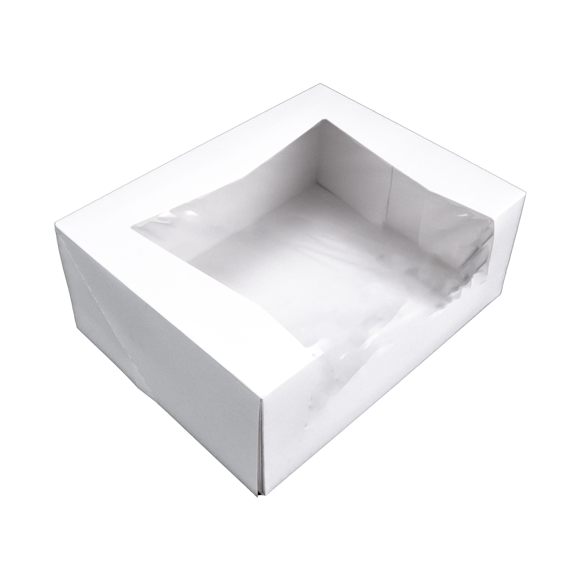 Bakery Box 9X7X3.5 IN SBS Paperboard White Rectangle 6 Corner Beers With Window 200/Case