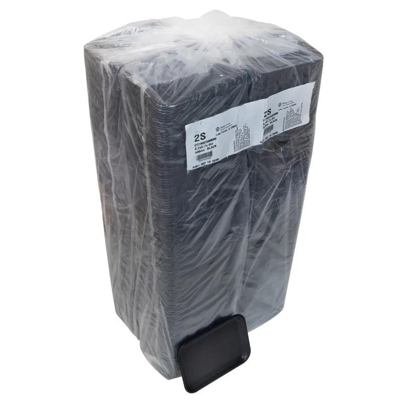 2S Supermarket Tray 8.2X5.7X0.65 IN 1 Compartment Polystyrene Foam Black Rectangle 500/Case