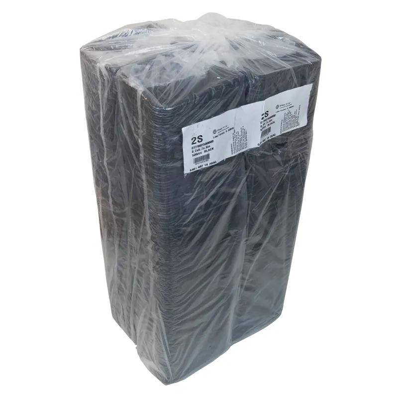 2S Supermarket Tray 8.2X5.7X0.65 IN 1 Compartment Polystyrene Foam Black Rectangle 500/Case