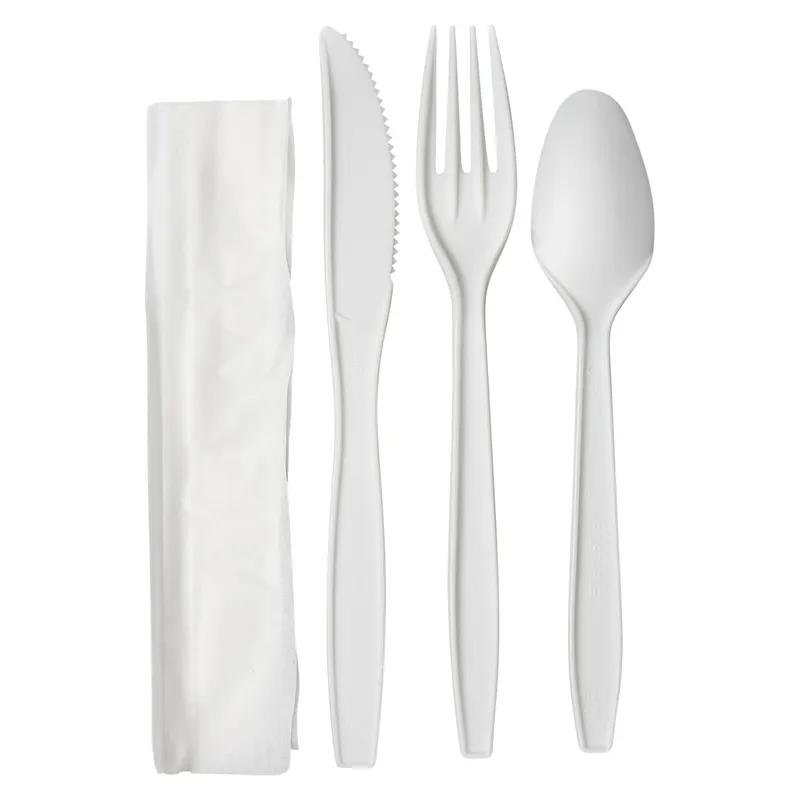 Victoria Bay 3PC Cutlery Kit CPLA Natural Heavyweight With Napkin,Fork,Knife,Teaspoon 250/Case