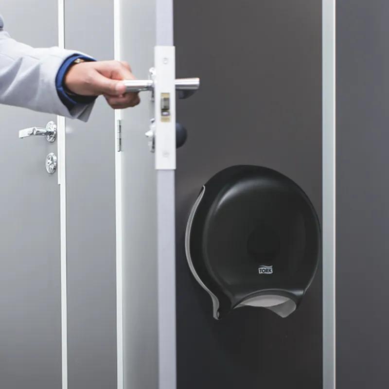 Tork T22 Toilet Paper Dispenser 5.75X10.63X12 IN Plastic Wall Mount Smoke 1-Roll Jumbo (JRT) 9IN Roll 1/Case