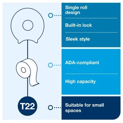 Tork T22 Toilet Paper Dispenser 5.75X10.63X12 IN Plastic Wall Mount Smoke 1-Roll Jumbo (JRT) 9IN Roll 1/Case