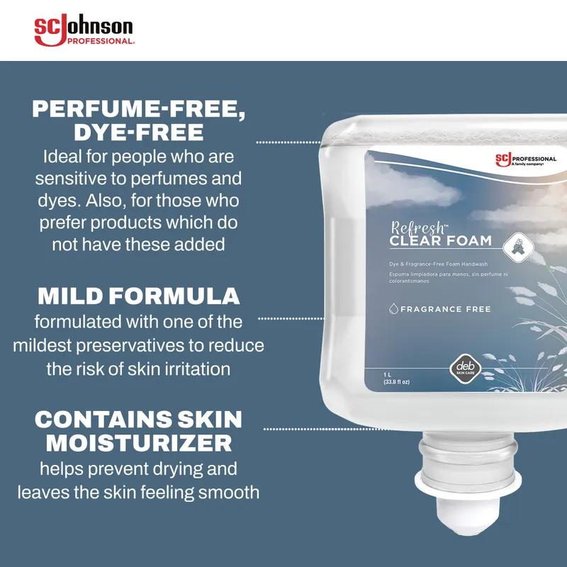 Refresh Hand Soap Foam 1 L Unscented Fragrance Free Clear Dye Free White Tip Proprietary 6/Case