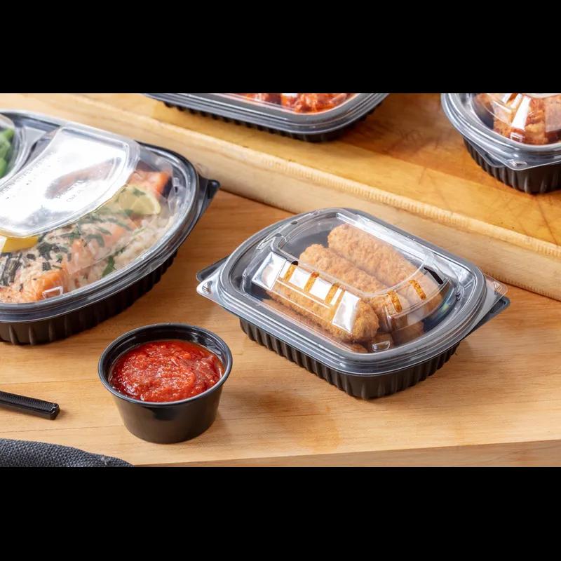 Take-Out Container Base 6.125X4.875X1.125 IN MFPP Black Rectangle 250/Case