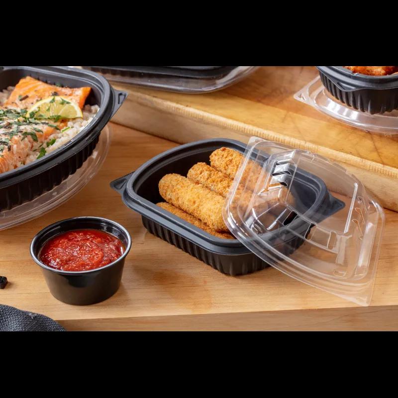 Take-Out Container Base 6.125X4.875X1.125 IN MFPP Black Rectangle 250/Case