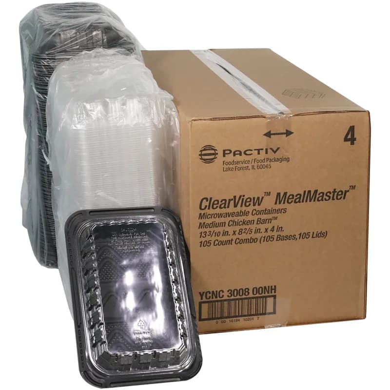 Chicken Barn & Lunch Box 8 OZ 13.3X8.4X4 IN MFPP OPS Black Clear Vented 105/Case