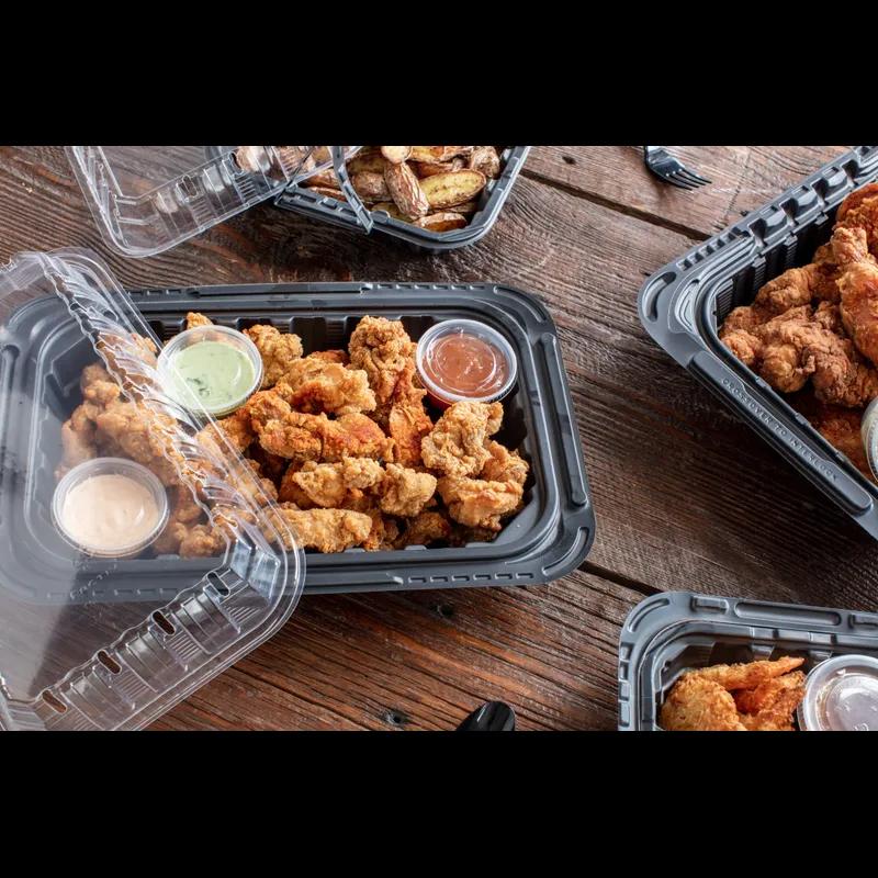 Chicken Barn & Lunch Box 8 OZ 13.3X8.4X4 IN MFPP OPS Black Clear Vented 105/Case