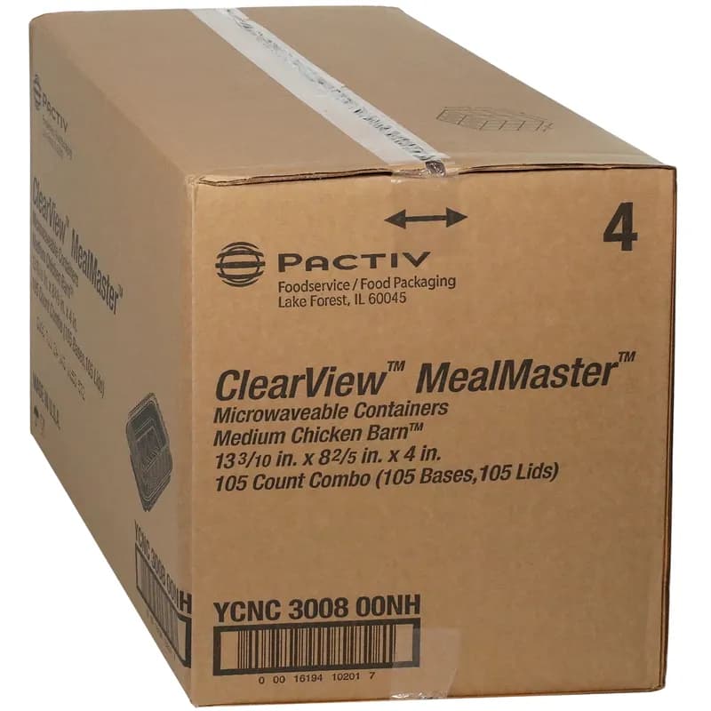 Chicken Barn & Lunch Box 8 OZ 13.3X8.4X4 IN MFPP OPS Black Clear Vented 105/Case