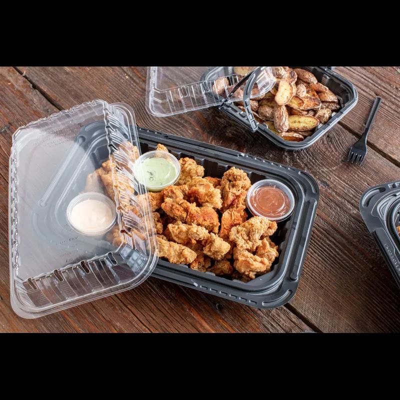 Chicken Barn & Lunch Box 8 OZ 13.3X8.4X4 IN MFPP OPS Black Clear Vented 105/Case