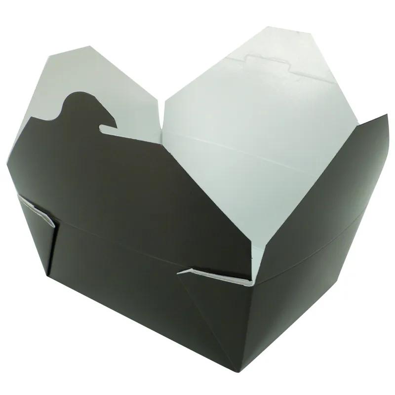 Bio-Pak® #8 Take-Out Box Fold-Top 6.75X5.4375X2.5 IN Paper Black Rectangle 300/Case