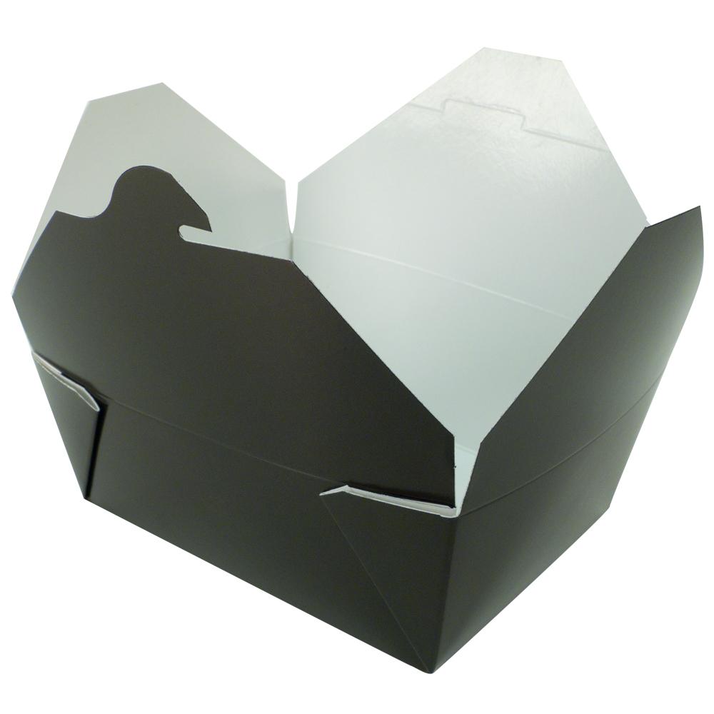 Bio-Pak® #8 Take-Out Box Fold-Top 6.75X5.4375X2.5 IN Paper Black Rectangle 300/Case