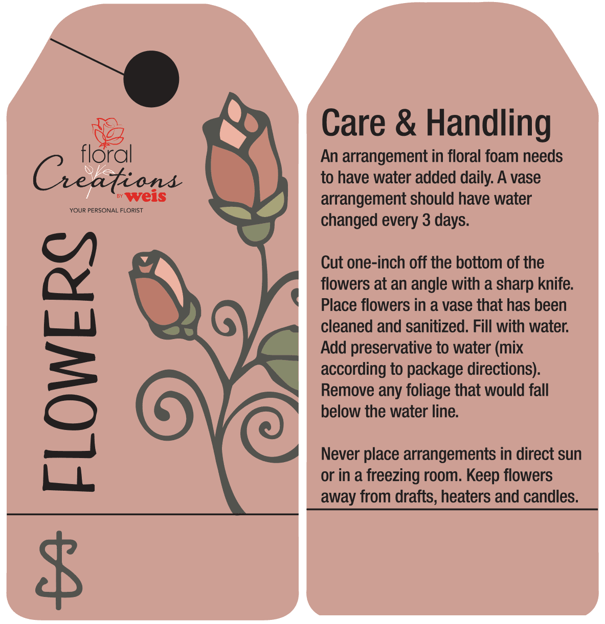 Floral Creations Label 2.313X4.875 IN Rectangle Waterproof 50/Pack