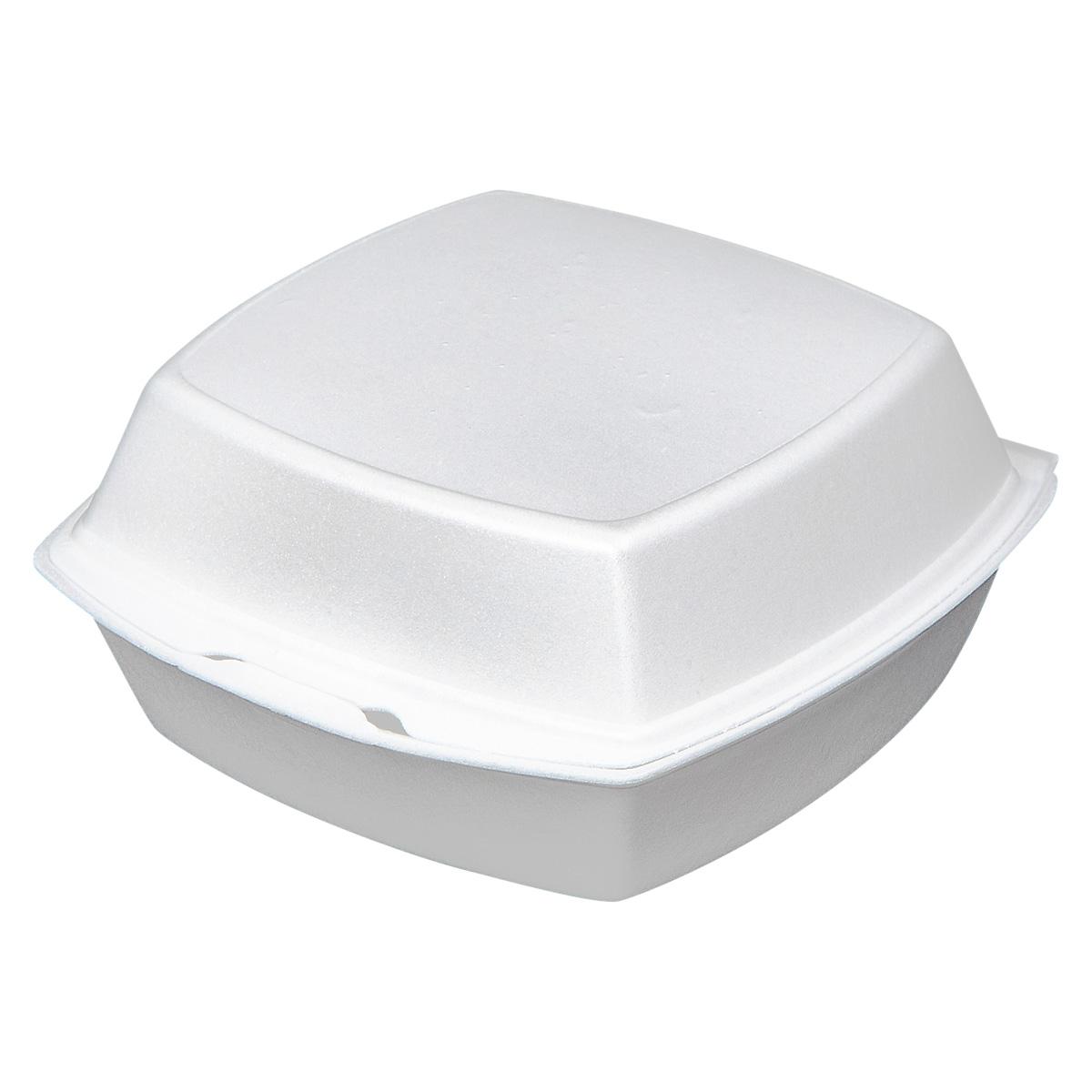 Victoria Bay Take-Out Container Hinged Small (SM) 6X6X3 IN Foam White Tab-Lock 125 Count/Pack 4 Packs/Case