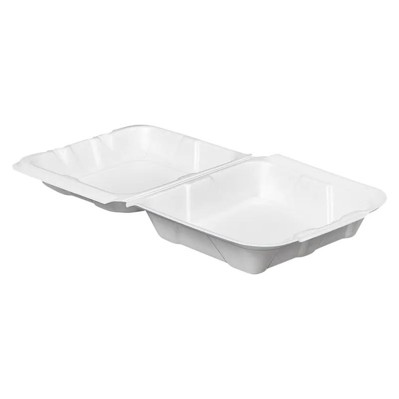 Victoria Bay Take-Out Container Hinged Medium (MED) 8.375X8.125X3 IN Foam White Tab-Lock Vented 150/Case