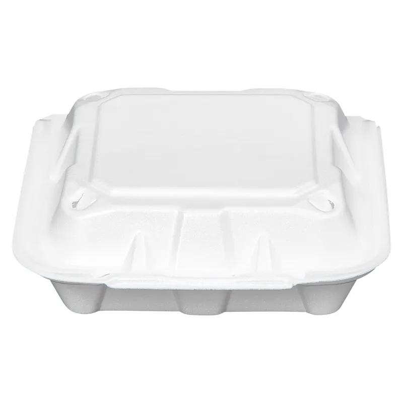 Victoria Bay Take-Out Container Hinged Medium (MED) 8.375X8.125X3 IN Foam White Tab-Lock Vented 150/Case