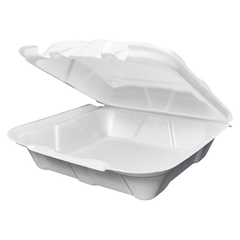Victoria Bay Take-Out Container Hinged Medium (MED) 8.375X8.125X3 IN Foam White Tab-Lock Vented 150/Case
